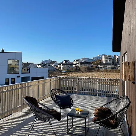 Moderne Hus Med Stor Balkong Og Hage Villa Leknes